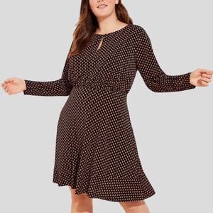 Loft Ann Taylor Key Hole Cutout Dress Mini Florals Long Sleeve Career Size 8